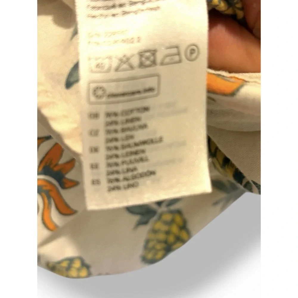 H&M LOGG Pineapple Shirt Mens Large Tropical Button Up Cotton Short Sleeve Summe - Picture 9 of 16